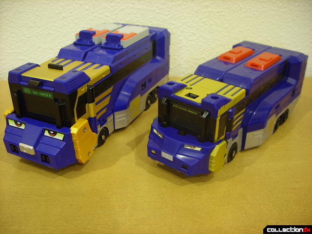 front view- Engine Buson (L) and Lion Hauler Zord Attack Vehicle (R)