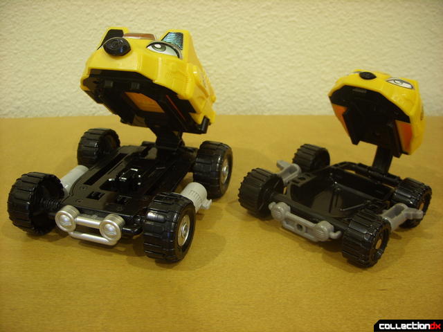 mouths opened- Engine Bear RV (L) and Bear Crawler Zord Attack Vehicle (R)