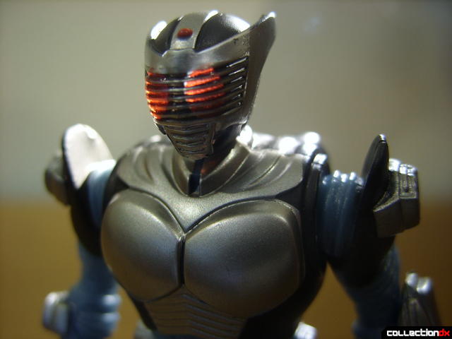 Kamen Rider Blank Knight with Advent Cycle- figure detail (head, lit from behind)