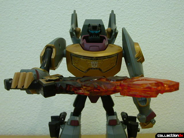 Dinobot Grimlock- robot mode (holding sword horizontally to activate flame feature)