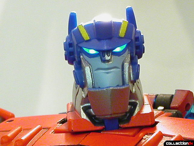 Autobot Optimus Prime- robot mode (head detail, eyes lit from behind)