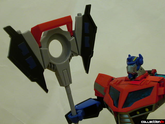 Autobot Optimus Prime- robot mode (holding Ion Ax)