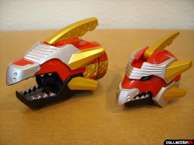 Gosei Blaster- fake (L) and real (R) Dragon Headder